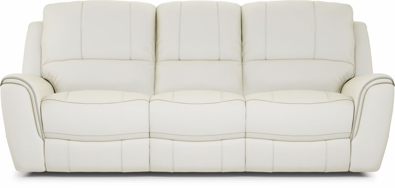 Lanzo Off-White Leather Dual Power Reclining Sofa