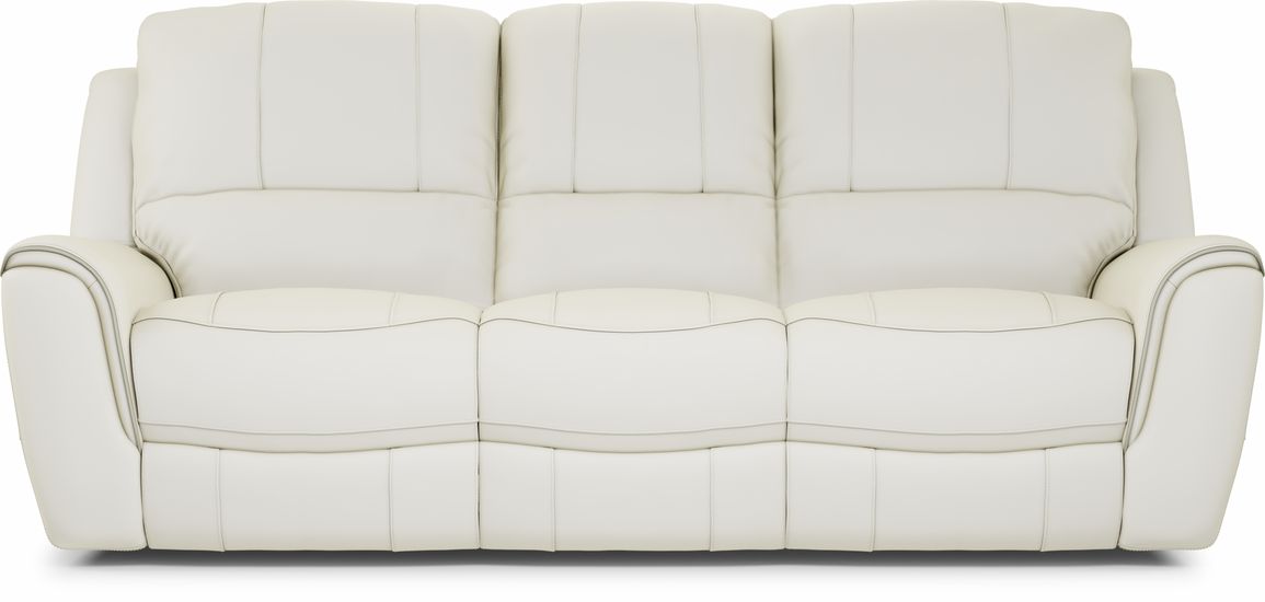 Off white leather on sale reclining sofa