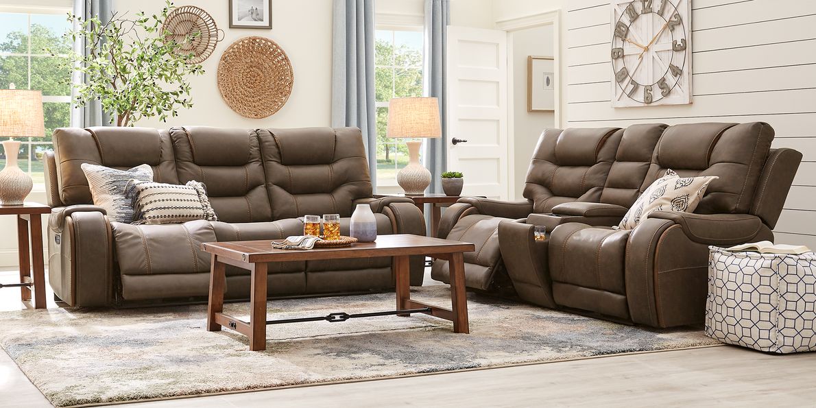 Rooms To Go Dual Power Recliner Damon Brown Leather Dual Power