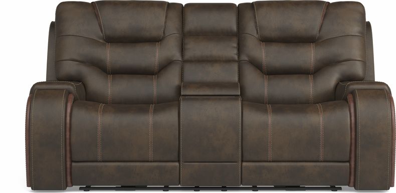 Laredo Springs Brown Dual Power Reclining Console Loveseat