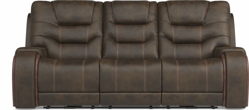 Laredo Springs Brown Dual Power Reclining Sofa