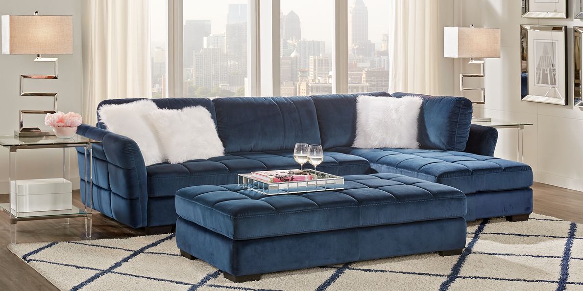 Indigo blue sectional deals sofa