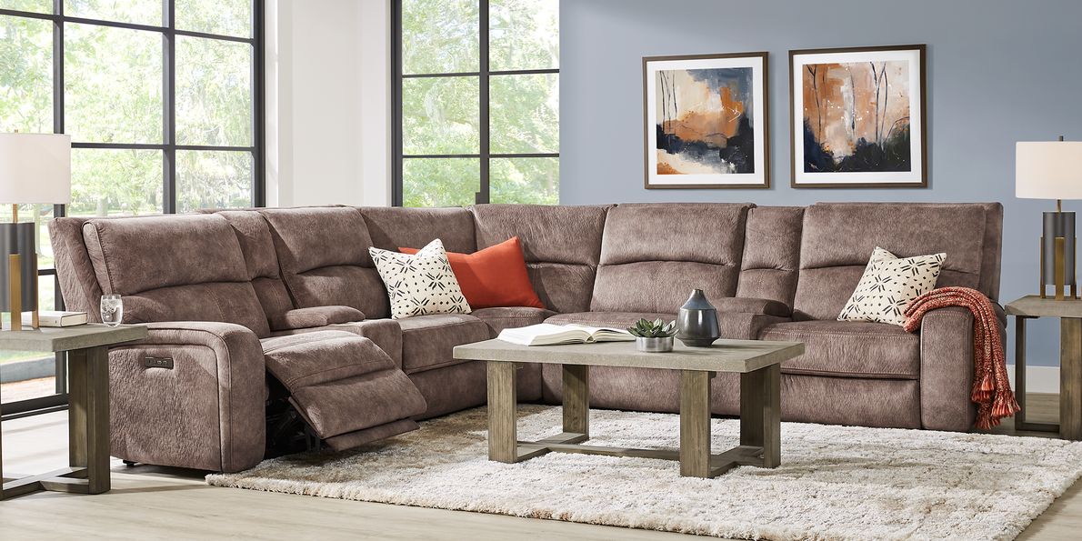 Brown store microsuede sectional