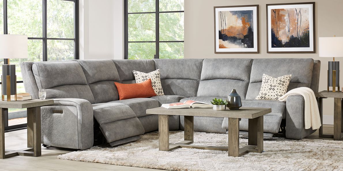 Gray microfiber store sectional