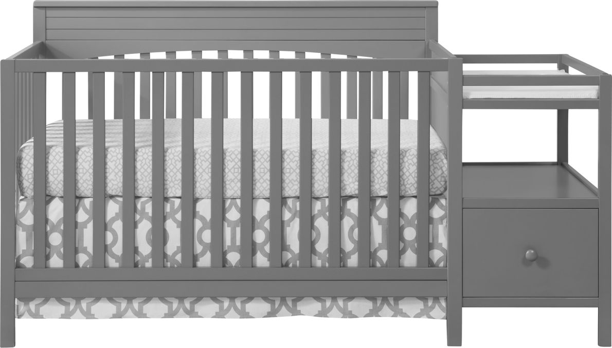 Listmore Gray Convertible Crib and Changing Table