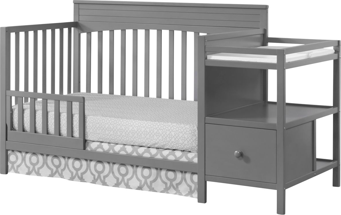 Crib with changing outlet table grey