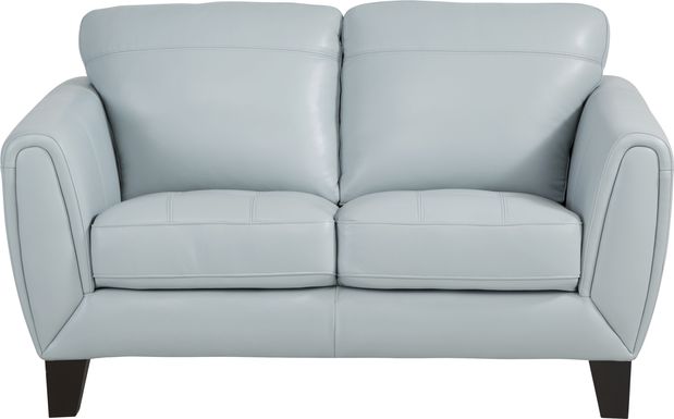 Livorno Lane Aqua Leather Loveseat