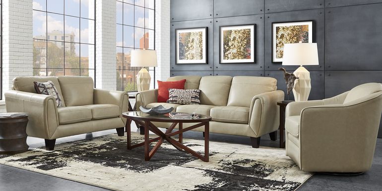 Livorno Lane Stone Leather 5 Pc Living Room