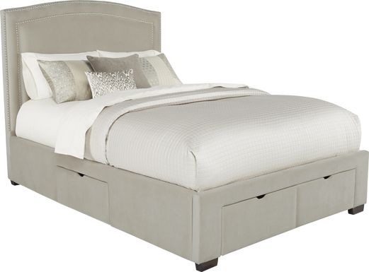 Loden Beige 3 Pc King Upholstered Bed with 4 Drawer Storage