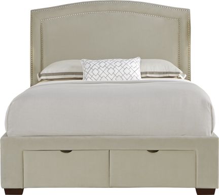 Loden Beige 3 Pc Queen Upholstered Bed with 2 Drawer Storage