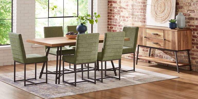Loft Side Brown 8 Pc Dining Room with Avocado Chairs