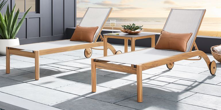 Logen Natural Outdoor Chaise, Set of Two