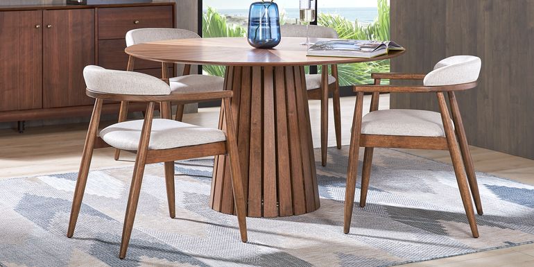 Madrid Walnut 5 Pc Round Dining Room