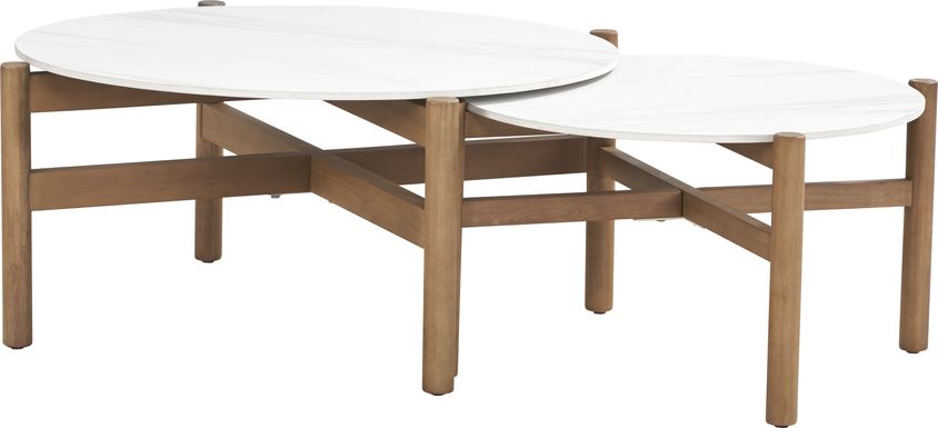 Marche White Outdoor Nesting Tables, Set of 2