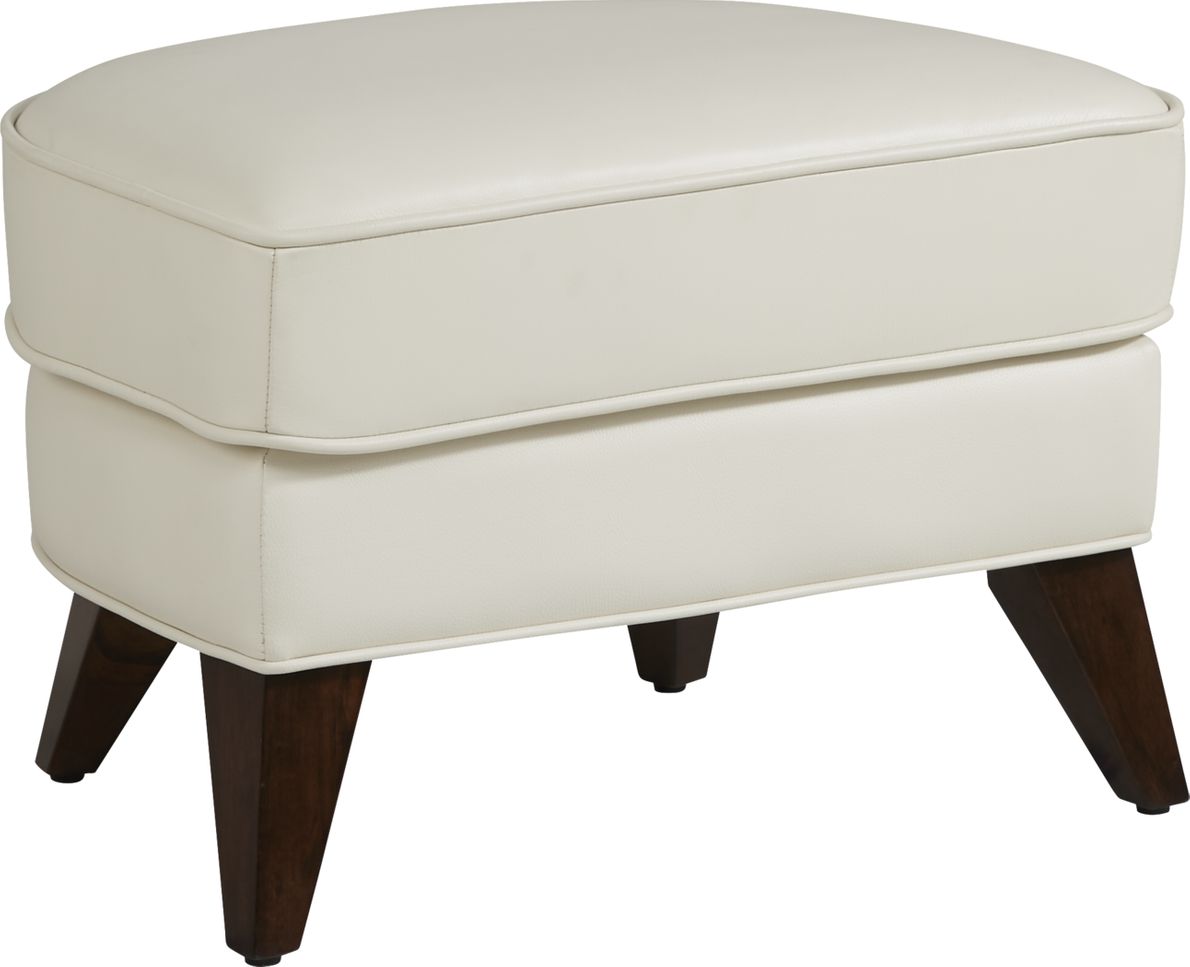 Ivory leather outlet footstool