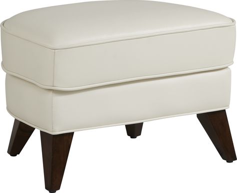 Marchese Ivory Leather Accent Ottoman