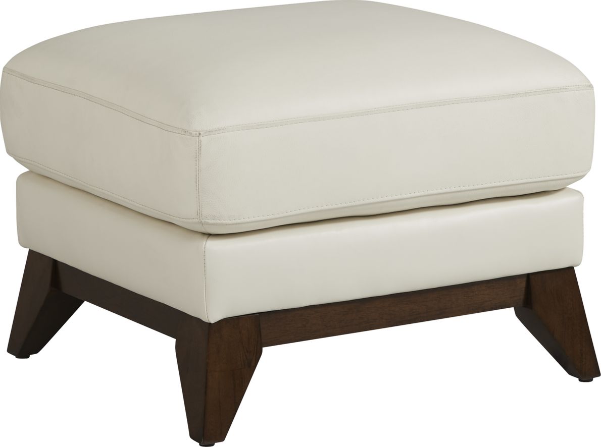 Ivory leather outlet footstool