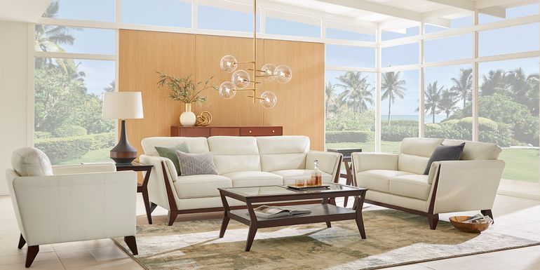 Marchese Ivory Leather 8 Pc Living Room