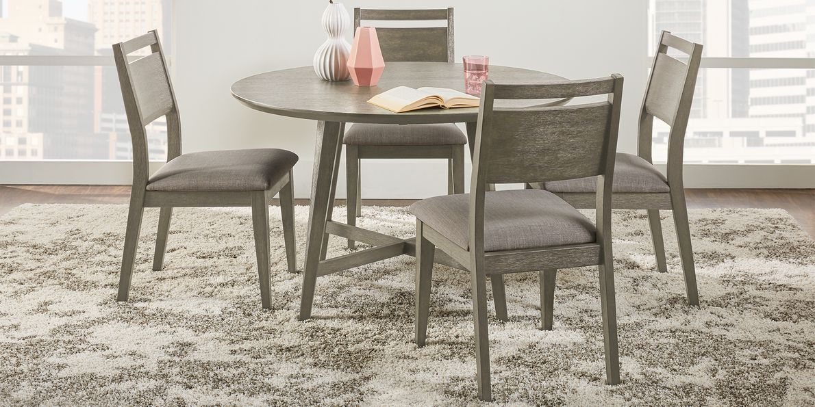 Gray 5 piece round deals dining set