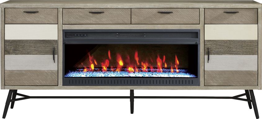 Midtown Loft Gray 80 in. Console with Electric Fireplace