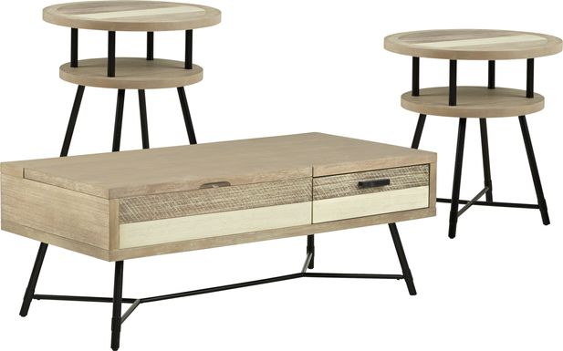 Midtown Loft Natural 3 Pc Occasional Table Set