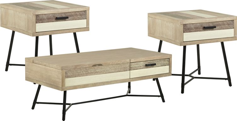 Midtown Loft Natural 3 Pc Table Set