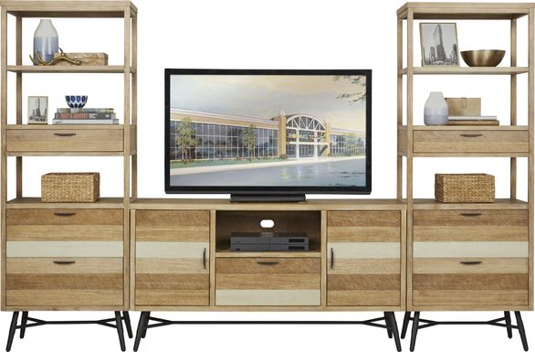 Midtown Loft Natural 3 Pc Wall Unit with 60 in. Console