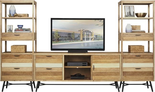 Midtown Loft Natural 3 Pc Wall Unit with 72 in. Console