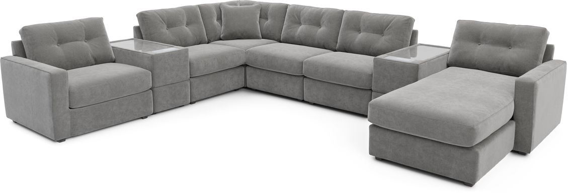 ModularOne Gray 8 Pc Sectional with Media Consoles