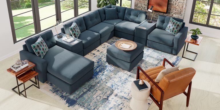 ModularOne Indigo 8 Pc Sectional with Media Consoles