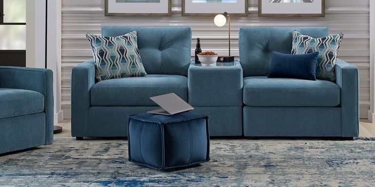 ModularOne Teal 3 Pc Sectional with Media Console