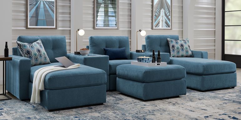 ModularOne Teal 6 Pc Sectional with Media Consoles