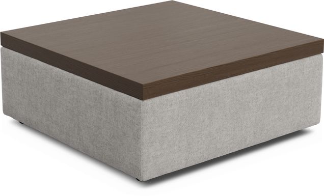 ModularThree Chestnut Wood Top Gray Cocktail Ottoman