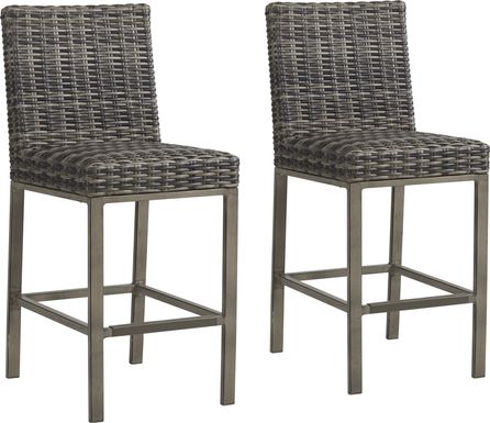 Montecello Gray Outdoor Barstool, Set of Two