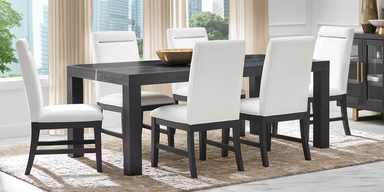 Montpelier Charcoal 7 Pc Dining Room with White Side Chairs