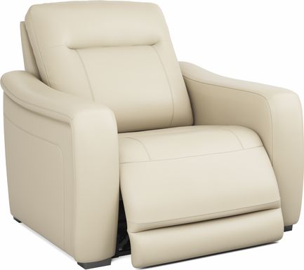 Newport Almond Leather Dual Power Recliner