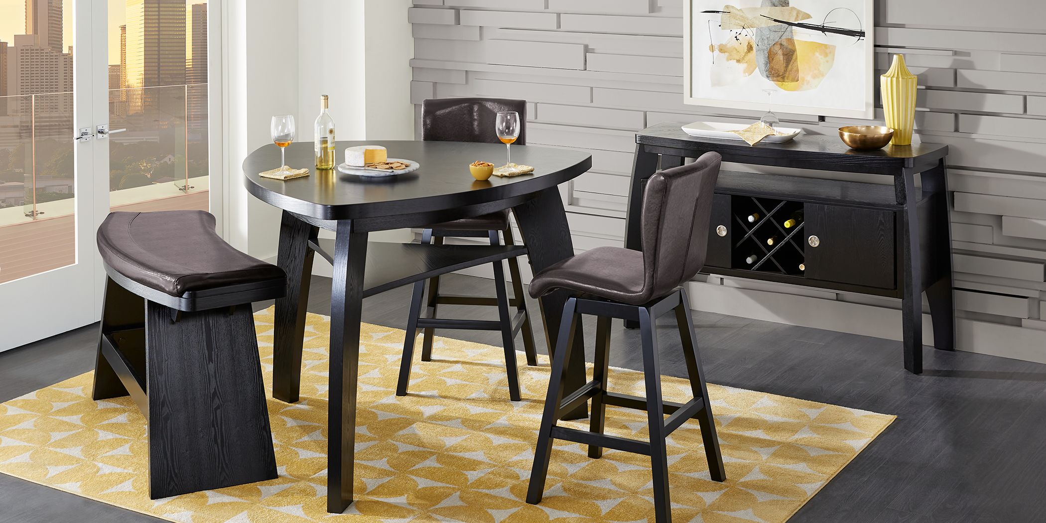 Triangle bar height dining table hot sale