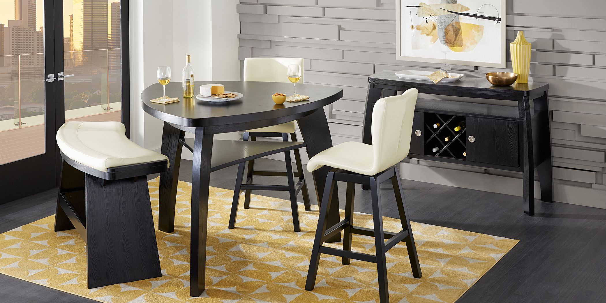 Noah Chocolate 4 Pc Bar Height Dining Room with Vanilla Barstools