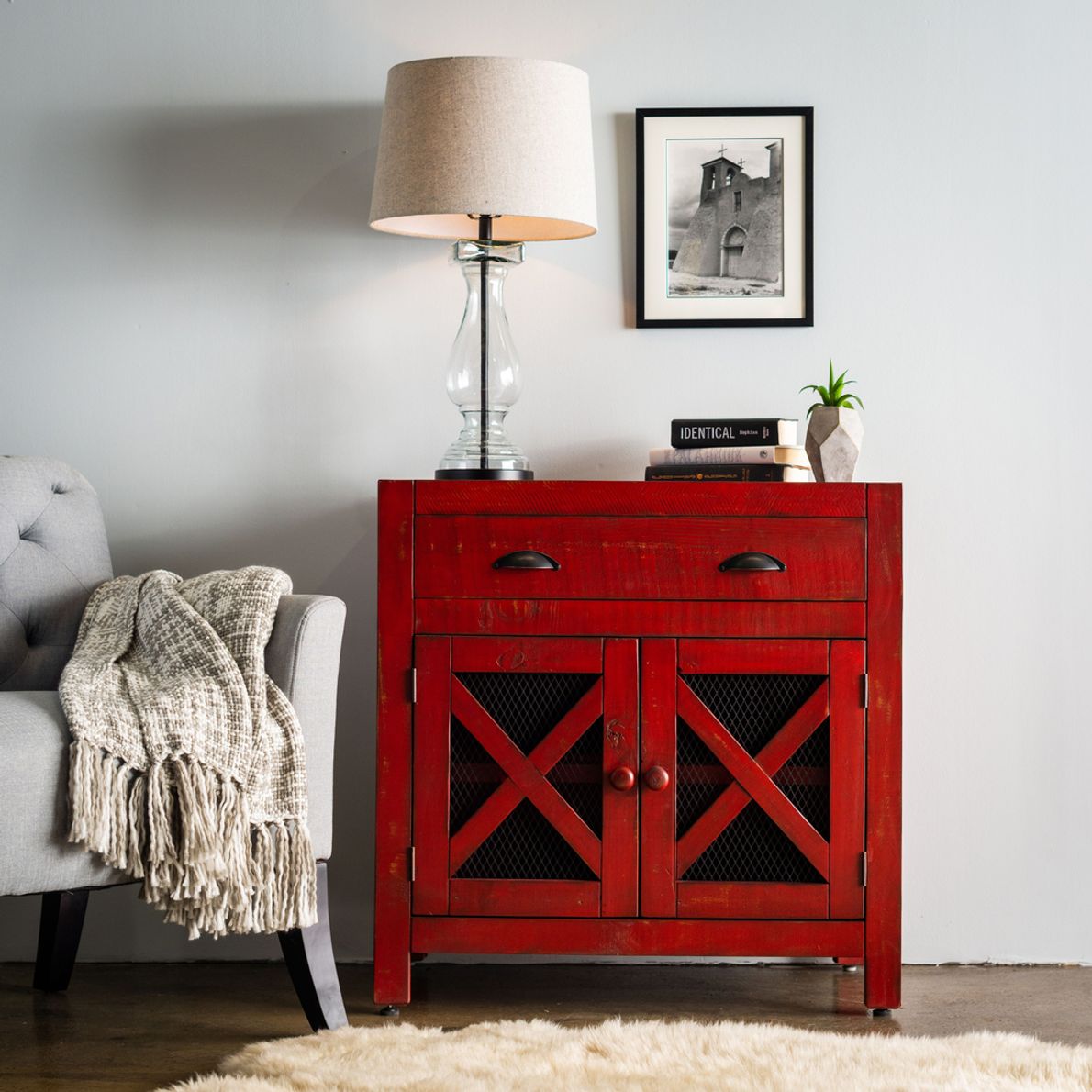 Red deals accent cabinet