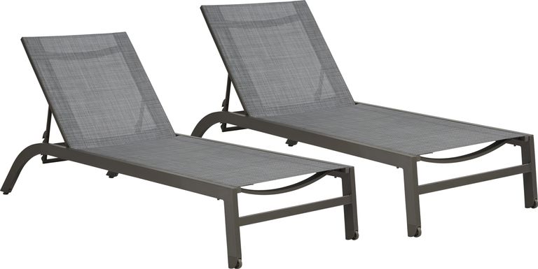 Ocean Tide Gray Outdoor Chaise, Set of 2