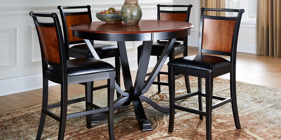 5 piece counter online height dining set black