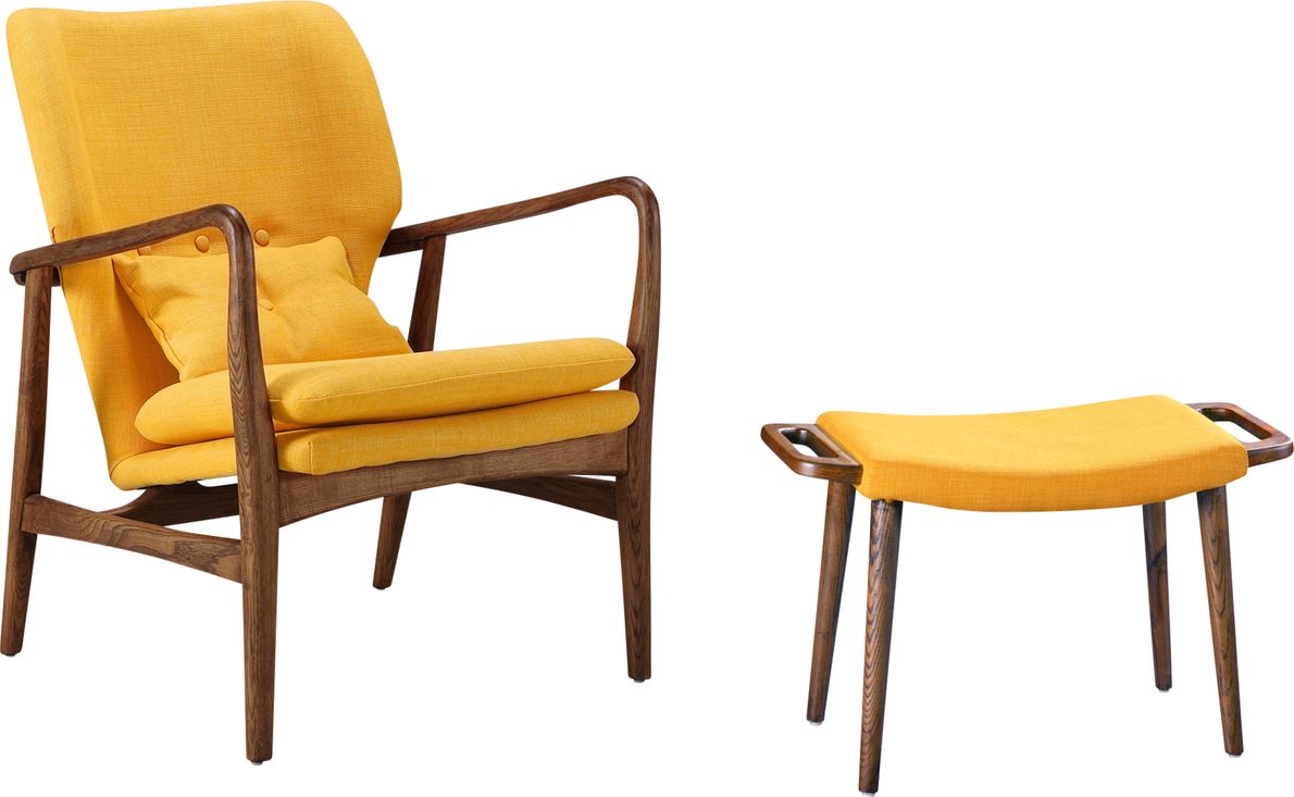 Yellow accent 2024 chair with ottoman