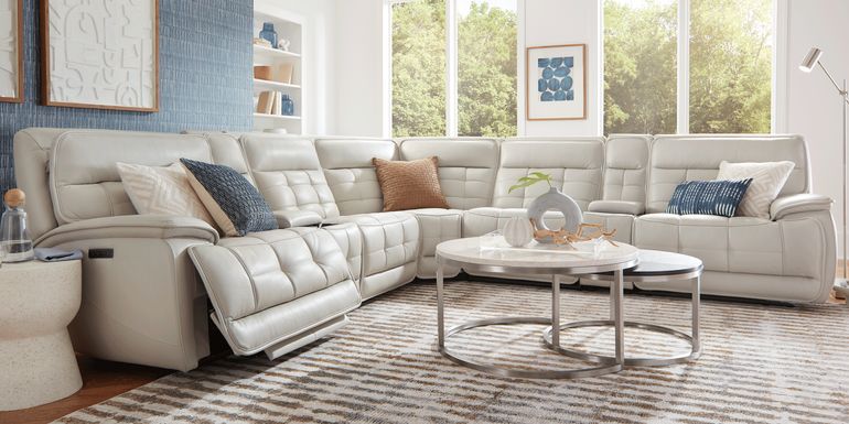 Pacific Heights Light Gray 7 Pc Dual Power Reclining Sectional