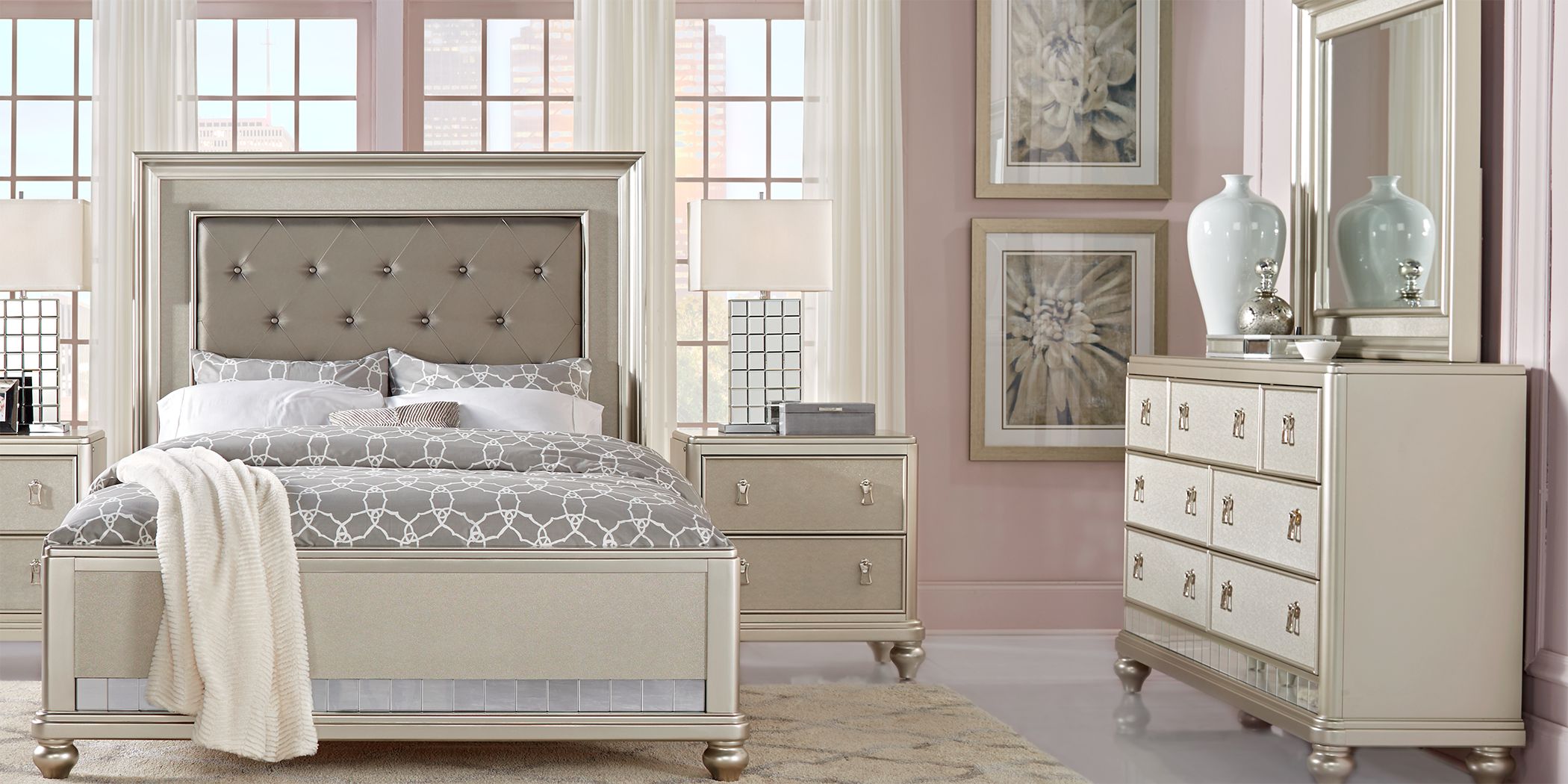 Paris Silver 8 Pc Queen Bedroom