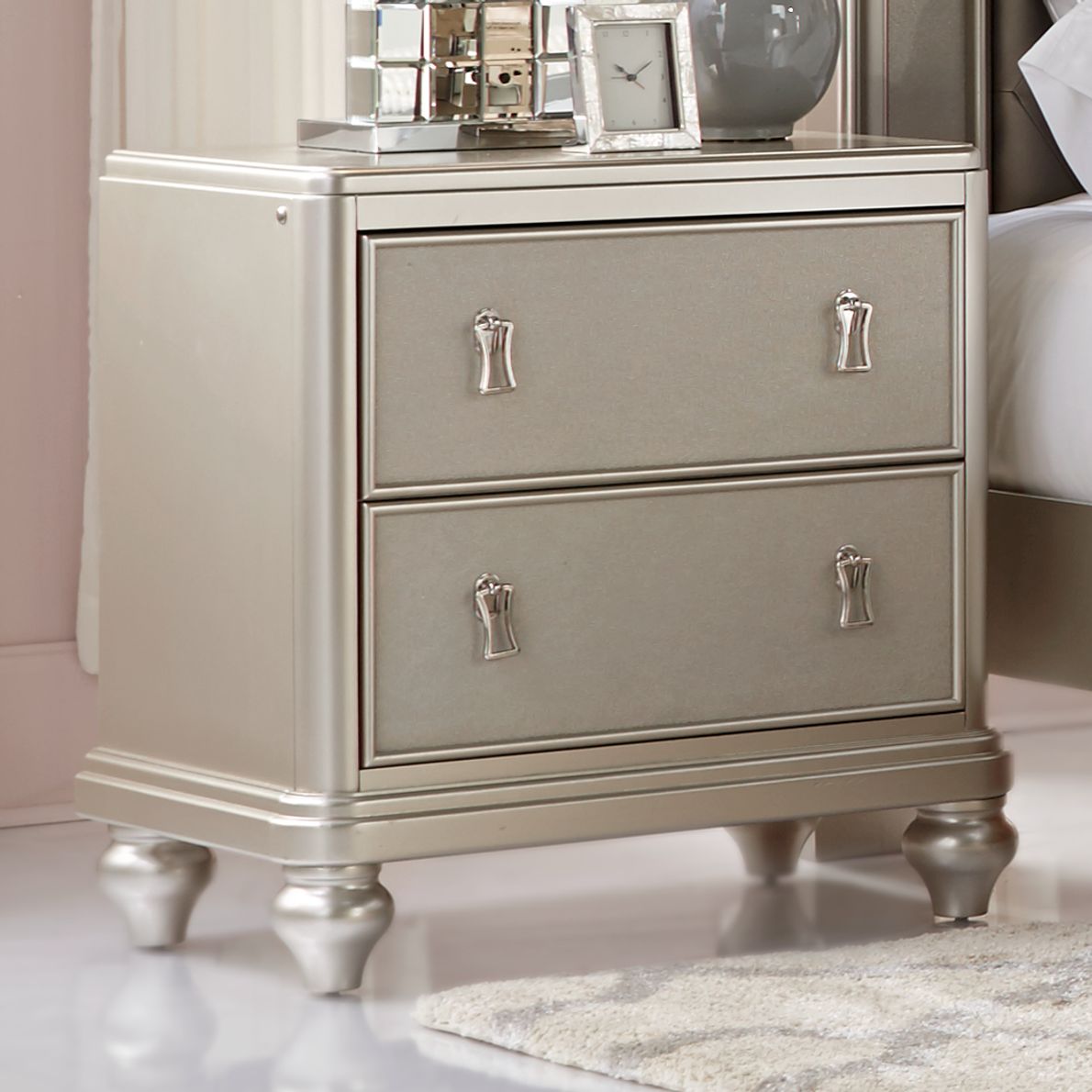 Silver nightstand deals