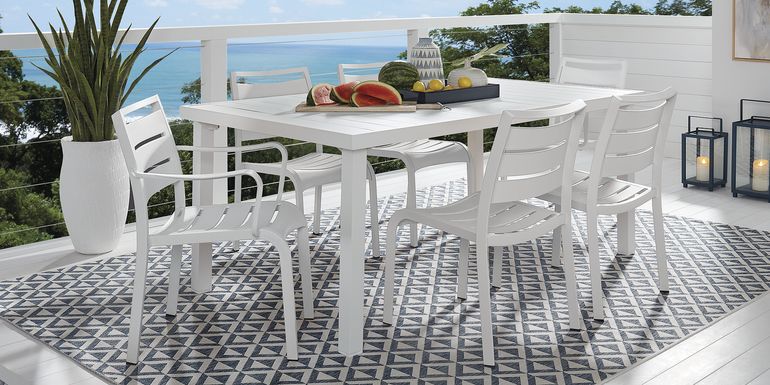 Park Walk White 7 Pc Rectangle Outdoor Dining Set