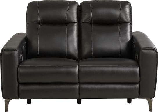 Parkside Heights Black Cherry Leather Dual Power Reclining Loveseat