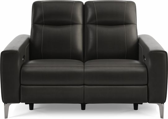 Parkside Heights Black Cherry Leather Dual Power Reclining Loveseat