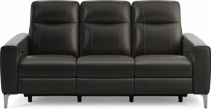 Parkside Heights Black Cherry Leather Dual Power Reclining Sofa