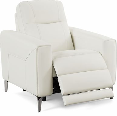 Parkside Heights White Leather Dual Power Recliner